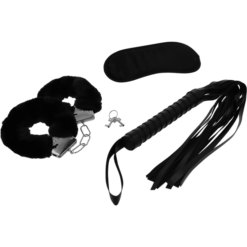 Intense Fetish - Playset Erotico 1 Con Manette Maschera Cieca E Flogger - - Manette e Polsini | erosidea.com