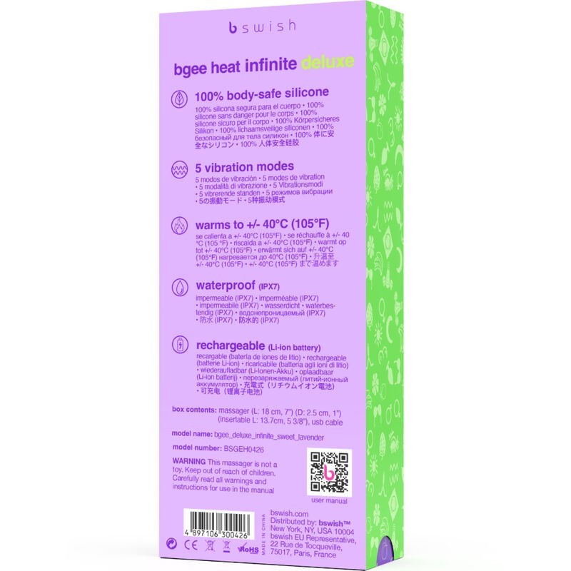 B Swish - Bgee Heat Infinite Deluxe Vibratore Ricaricabile Lavanda Silicone - - Vibratori | erosidea.com