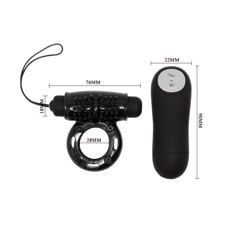 Telecomando Ring Nero 20V - BAILE FOR HIM - Anelli Fallici | erosidea.com
