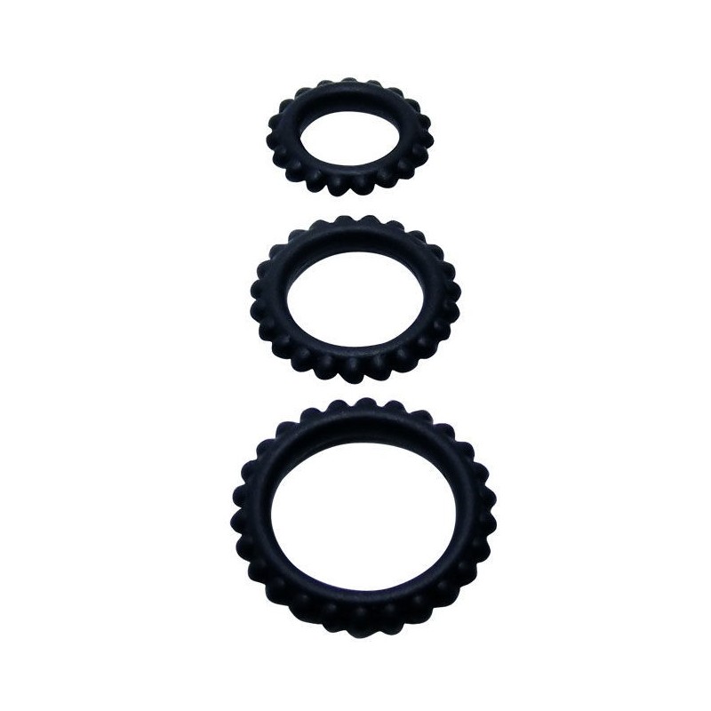 Titan Set 3 Pz Anelli Per Il Pene Nero 2.8 + 2.4 + 1.9 Cm - BAILE FOR HIM - Anelli Fallici | erosidea.com