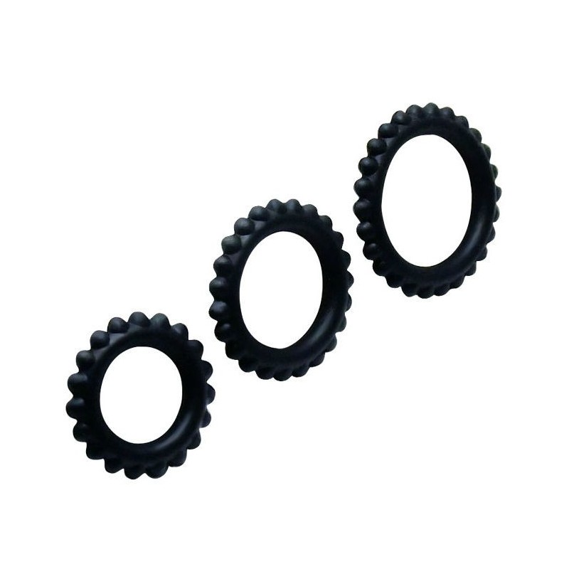 Titan Set 3 Pz Anelli Per Il Pene Nero 2.8 + 2.4 + 1.9 Cm - BAILE FOR HIM - Anelli Fallici | erosidea.com