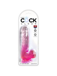 King Cock - Clear Pene Realistico Con Sfere 13.5 Cm Rosa - - Dildo Realistici | erosidea.com