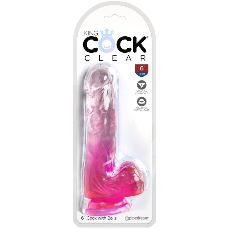 King Cock - Clear Pene Realistico Con Sfere 13.5 Cm Rosa - - Dildo Realistici | erosidea.com