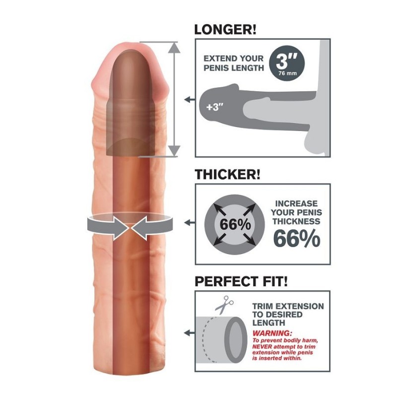 Guaina Fantasy X-Tensions Mega 3 Extension Carne - FANTASY X-TENSIONS - Guaine e Prolunghe | erosidea.com