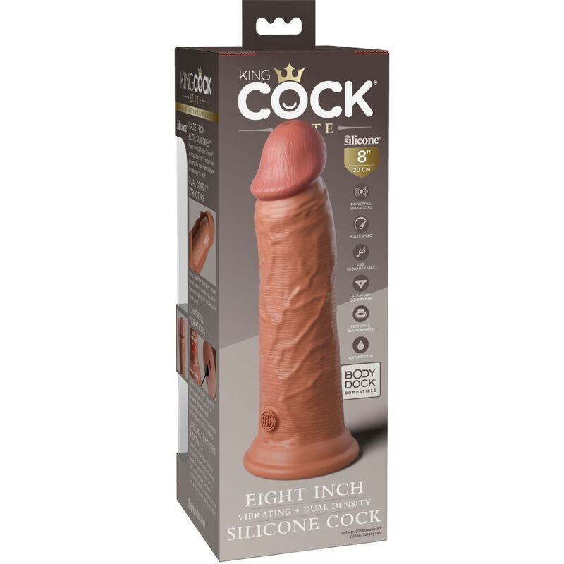 King Cock - Elite Dildo Realistico Vibrante E Silicone 20.3 Cm Caramel - - Dildo Realistici | erosidea.com