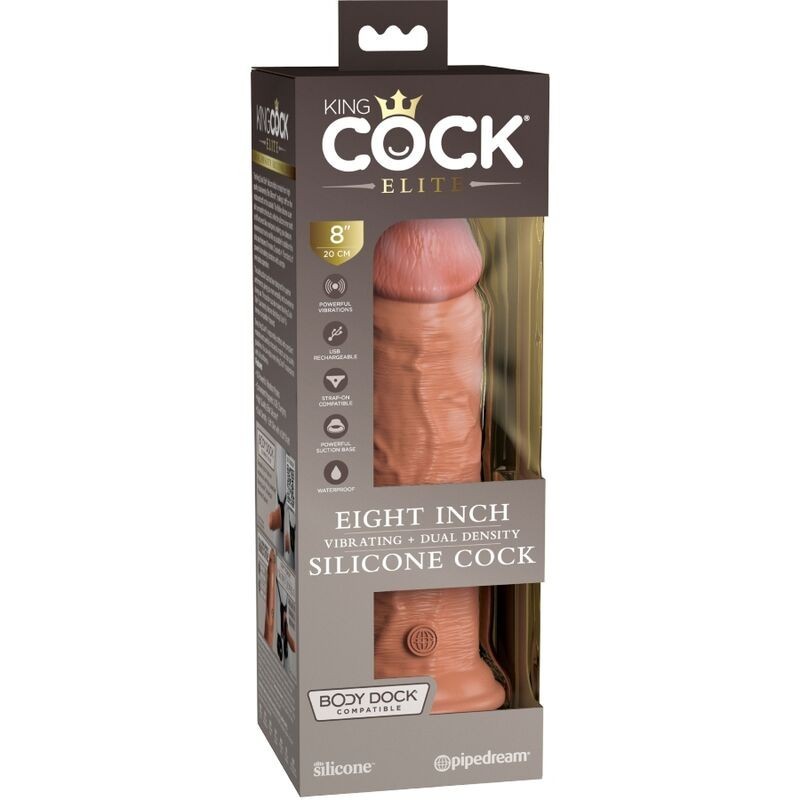 King Cock - Elite Dildo Realistico Vibrante E Silicone 20.3 Cm Caramel - - Dildo Realistici | erosidea.com