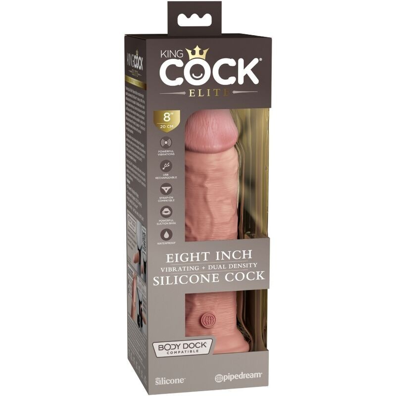 King Cock - Elite Dildo Realistico Vibrante E Silicone 20.3 Cm - - Dildo Realistici | erosidea.com