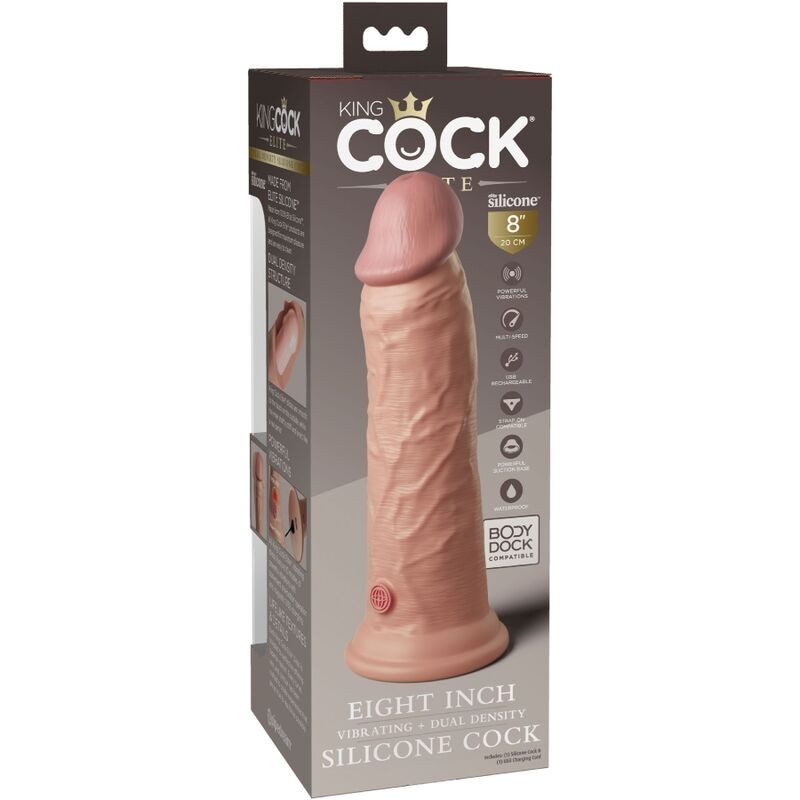 King Cock - Elite Dildo Realistico Vibrante E Silicone 20.3 Cm - - Dildo Realistici | erosidea.com