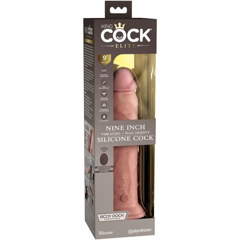 King Cock - Elite Vibratore Dildo Realistico E Telecomando In Silicone 23 Cm - - Dildo Speciali | erosidea.com