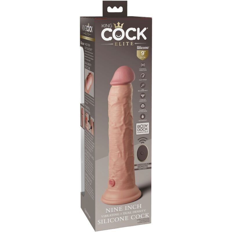 King Cock - Elite Vibratore Dildo Realistico E Telecomando In Silicone 23 Cm - - Dildo Speciali | erosidea.com