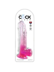King Cock - Clear Dildo Con Testicoli 20.3 Cm Rosa - - Dildo Realistici | erosidea.com