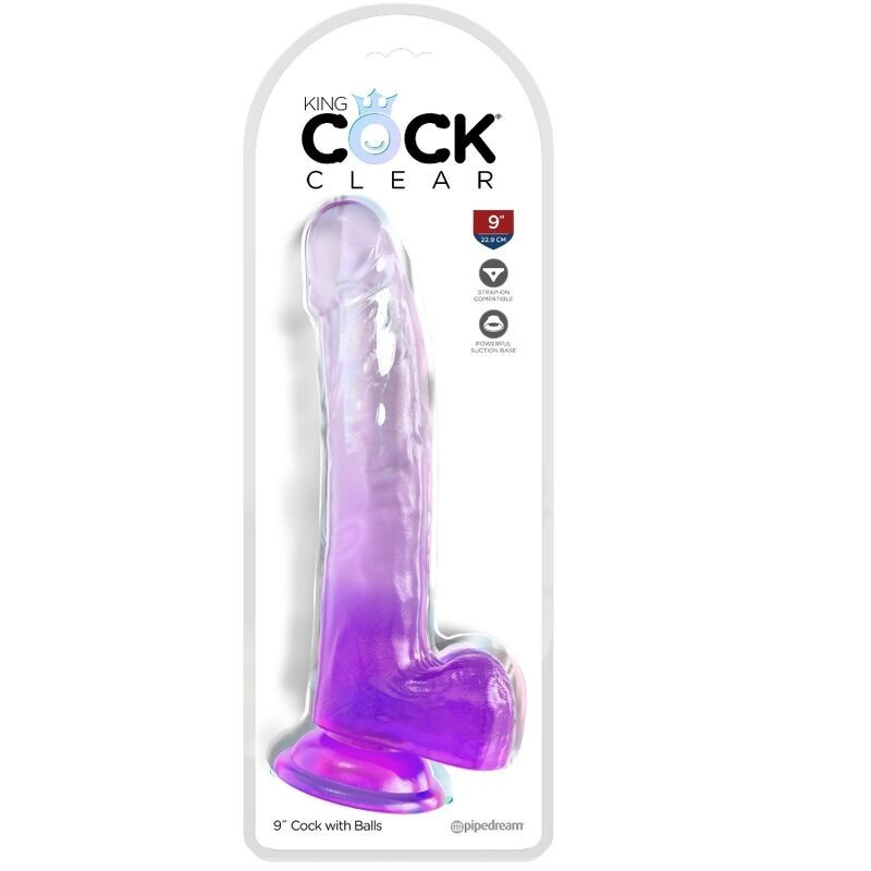King Cock - Clear Dildo Con Testicoli 20.3 Cm Viola - - Dildo Realistici | erosidea.com