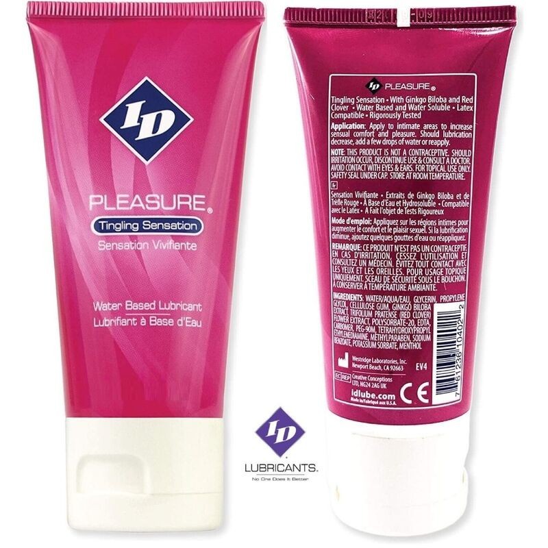 Id Pleasure - Lubrificante A Base Acqua Sensazione Tingente Tubo Da Viaggio 60 Ml - ID PLEASURE - A Base Acqua | erosidea.com