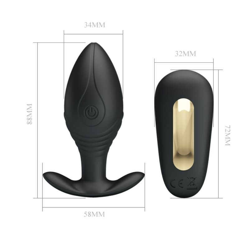 Pretty Love - Vibratore Ricaricabile Plug Anale Regina Nero - PRETTY LOVE BOTTOM - Plug e Catene Anali | erosidea.com