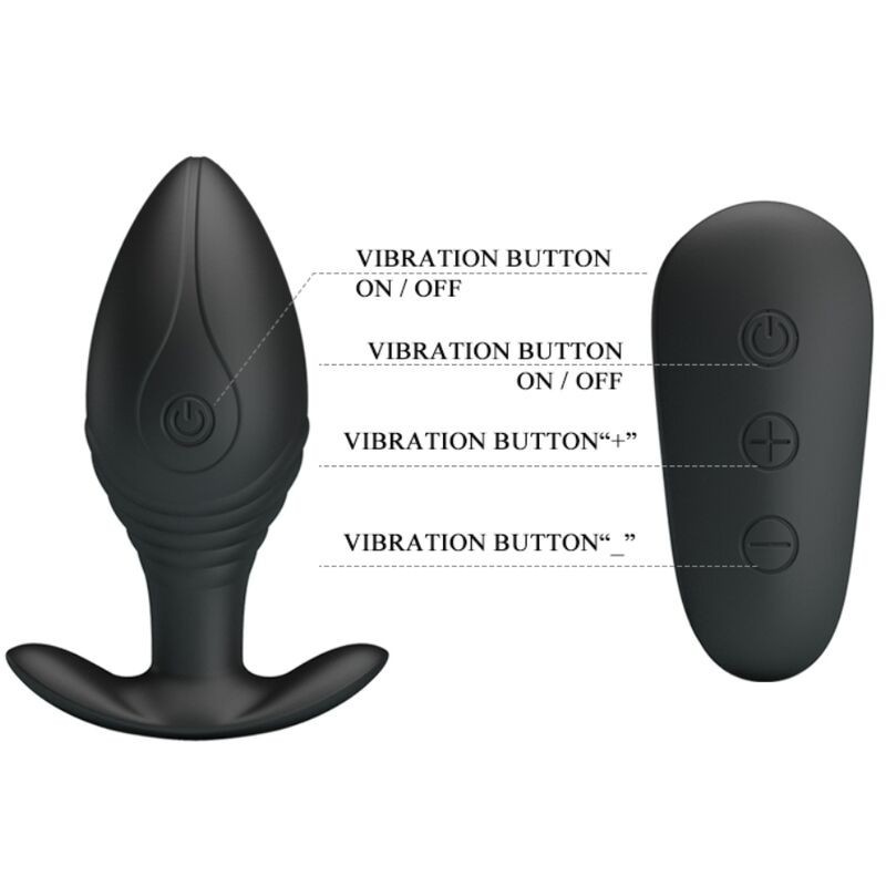 Pretty Love - Vibratore Ricaricabile Plug Anale Regina Nero - PRETTY LOVE BOTTOM - Plug e Catene Anali | erosidea.com