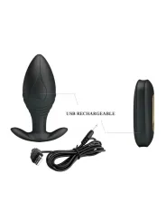 Pretty Love - Vibratore Ricaricabile Plug Anale Regina Nero - PRETTY LOVE BOTTOM - Plug e Catene Anali | erosidea.com