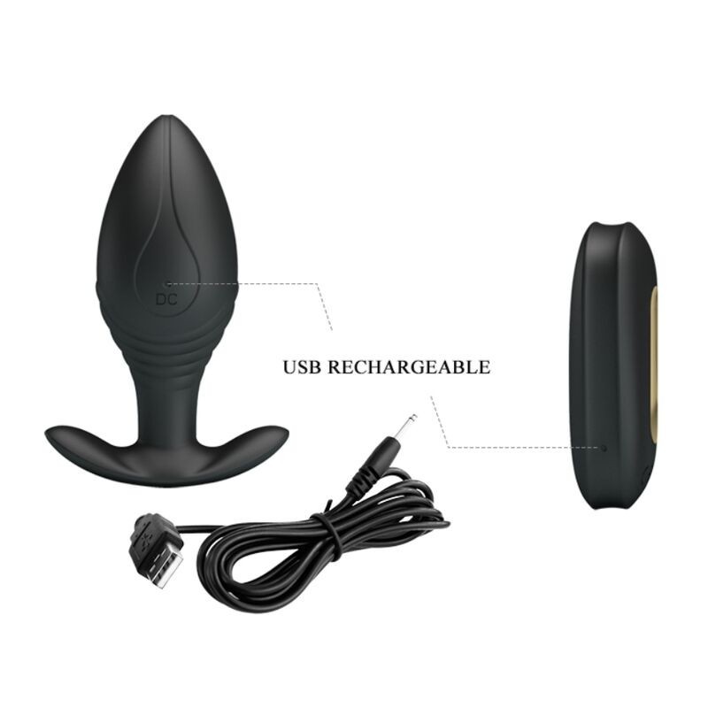 Pretty Love - Vibratore Ricaricabile Plug Anale Regina Nero - PRETTY LOVE BOTTOM - Plug e Catene Anali | erosidea.com