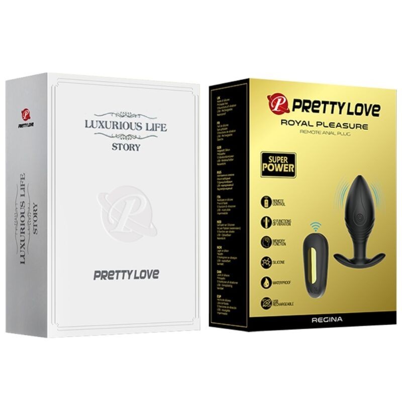 Pretty Love - Vibratore Ricaricabile Plug Anale Regina Nero - PRETTY LOVE BOTTOM - Plug e Catene Anali | erosidea.com