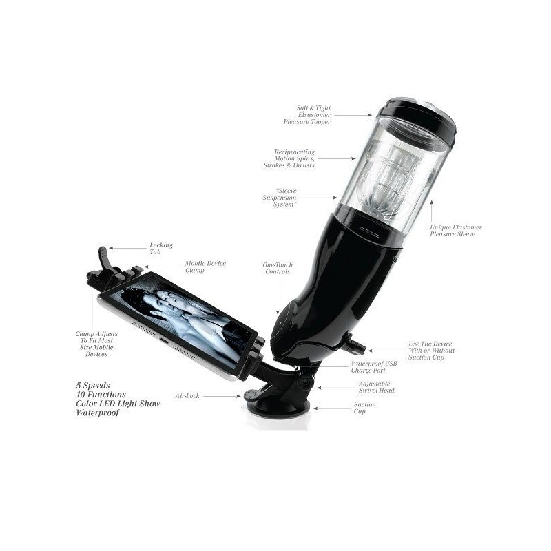 Extreme Toyz - Masturbatore Maschile Usb Pdx Mega Bator Ano Nero - EXTREME TOYZ - Masturbatori Mini | erosidea.com