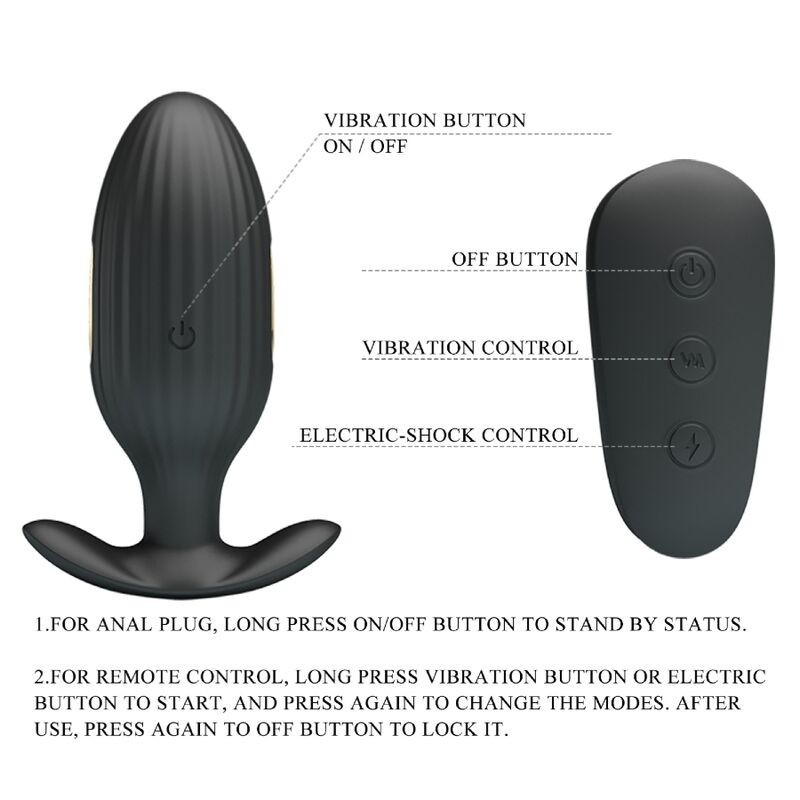 Vibratore Anale Ricaricabile Kelly Plug Nero - PRETTY LOVE BOTTOM - Plug e Catene Anali | erosidea.com