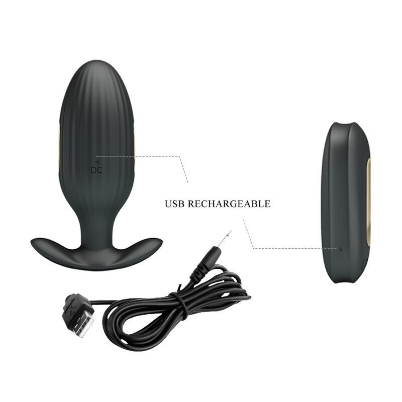 Vibratore Anale Ricaricabile Kelly Plug Nero - PRETTY LOVE BOTTOM - Plug e Catene Anali | erosidea.com