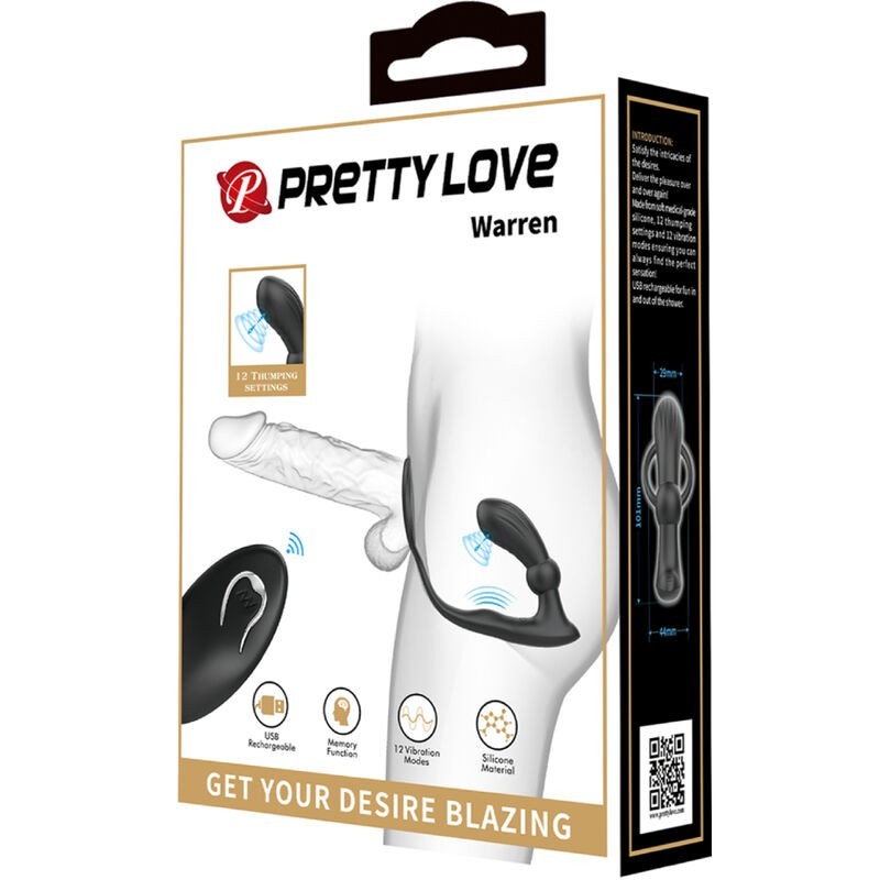 Vibratore Anello Anale E Warren Black - PRETTY LOVE BOTTOM - Anelli Fallici | erosidea.com