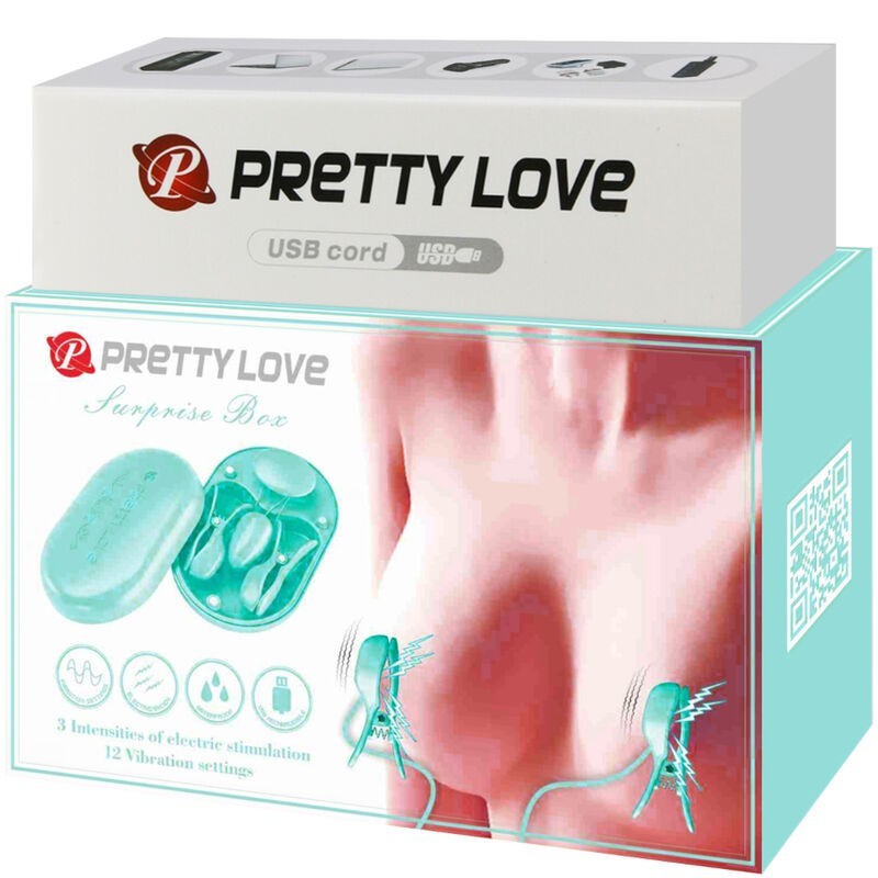 Scatola A Sorpresa Pinzette Per Elettrostimolazione Blu - PRETTY LOVE FLIRTATION - Pinzette Capezzoli | erosidea.com
