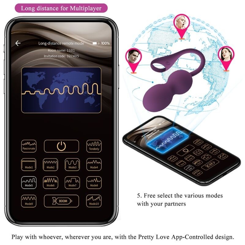 App Elvira Kegel Balls Telecomando Viola - PRETTY LOVE - Stimolatori | erosidea.com