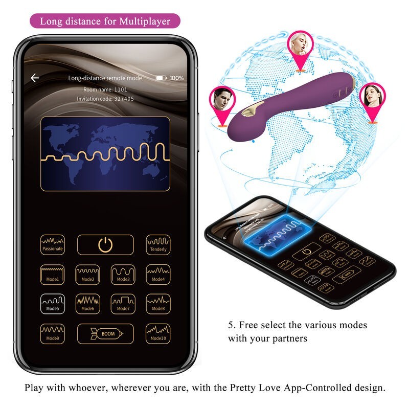 Vibratore Hector Elettroshock Con App Viola - PRETTY LOVE HIGH GRADE - Vibratori con App | erosidea.com