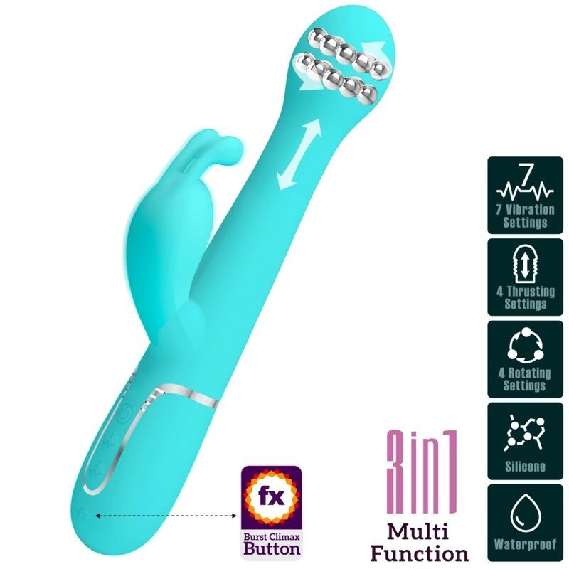 Vibratore Dejon Rabbit 3 In 1 Multifunzione Verde Acqua - PRETTY LOVE FLIRTATION - Vibratori Rabbit | erosidea.com