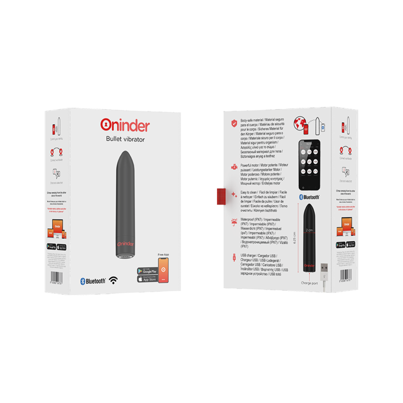 Oninder - Vibratore Berlin Nero 9 Modalità 85 x 2 Cm App Gratuita - ONINDER - Vibratori con App | erosidea.com