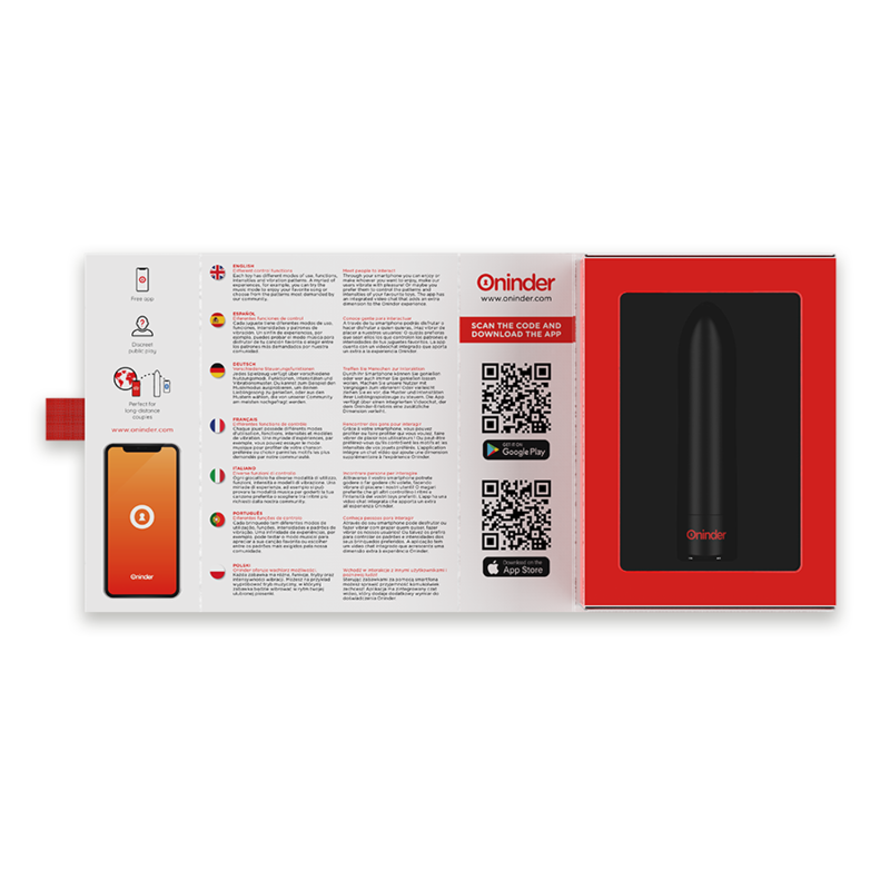 Oninder - Vibratore Berlin Nero 9 Modalità 85 x 2 Cm App Gratuita - ONINDER - Vibratori con App | erosidea.com