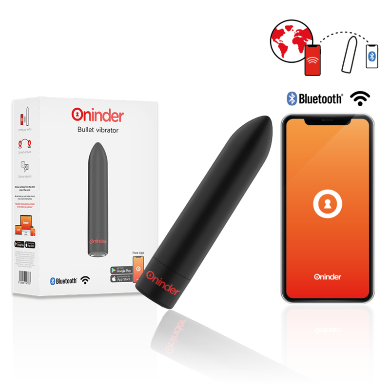 Oninder - Vibratore Berlin Nero 9 Modalità 85 x 2 Cm App Gratuita - ONINDER - Vibratori con App | erosidea.com