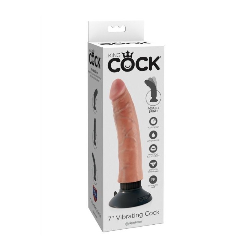 King Cock - Dildo Vibratore 17.78 Cm Naturale - KING COCK - Dildo Realistici | erosidea.com
