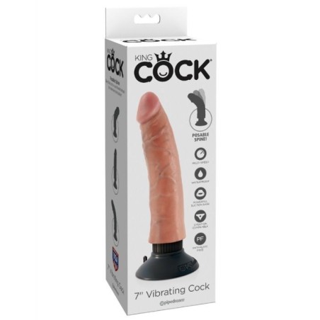 King Cock - Dildo Vibratore 17.78 Cm Naturale - KING COCK - Dildo Realistici | erosidea.com