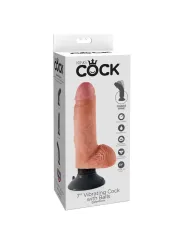 King Cock - Dildo Vibratore Con Testicoli 17.78 Cm Naturale - KING COCK - Dildo Realistici | erosidea.com