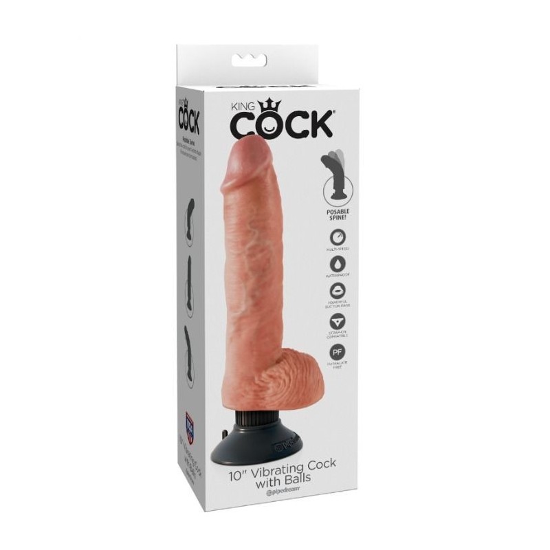 King Cock - Dildo Vibrante Con Testicoli 25.5 Cm Colore Naturale - KING COCK - Dildo Realistici | erosidea.com