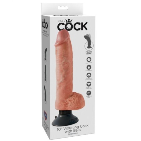 King Cock - Dildo Vibrante Con Testicoli 25.5 Cm Colore Naturale - KING COCK - Dildo Realistici | erosidea.com