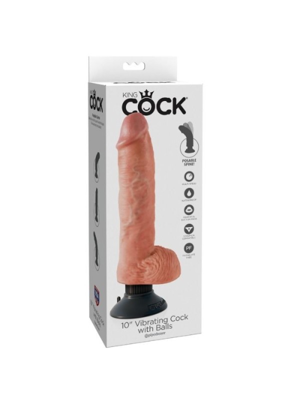 King Cock - Dildo Vibrante Con Testicoli 25.5 Cm Colore Naturale - KING COCK - Dildo Realistici | erosidea.com