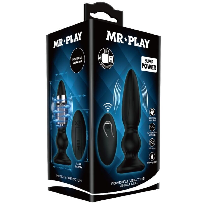 Vibratore Plug Anale Con Telecomando Nero - MR PLAY - Plug e Catene Anali | erosidea.com