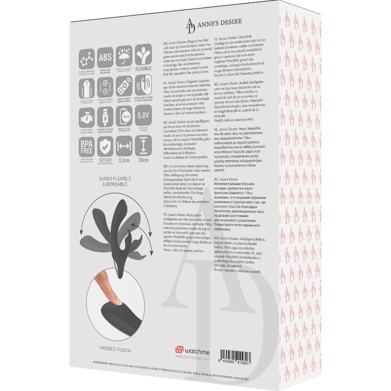 Vibratore Anne's Desire Rabbit Rabbit Con Controllo Remoto Watchme Nero/Oro - ANNE'S DESIRE - Vibratori Clitoride | erosidea.com