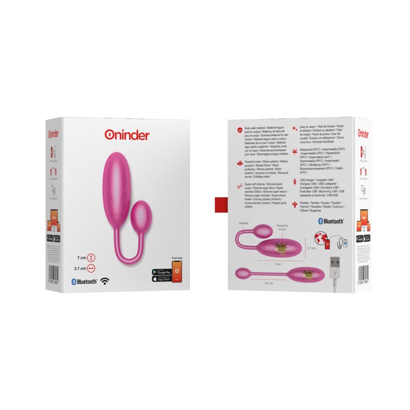Oninder - Uovo Vibrante Denver Rosa 7 X 27 Cm App Gratuita - ONINDER - Vibratori con App | erosidea.com