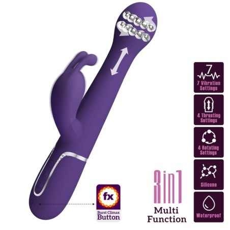 Vibratore Dejon Rabbit 3 In 1 Multifunzione Viola - PRETTY LOVE FLIRTATION - Vibratori Rabbit | erosidea.com