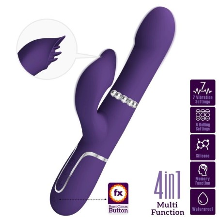 Pretty Love - Zalin Perle Vibratore Rabbit 4 En 1 Viola - PRETTY LOVE FLIRTATION - Vibratori Rabbit | erosidea.com
