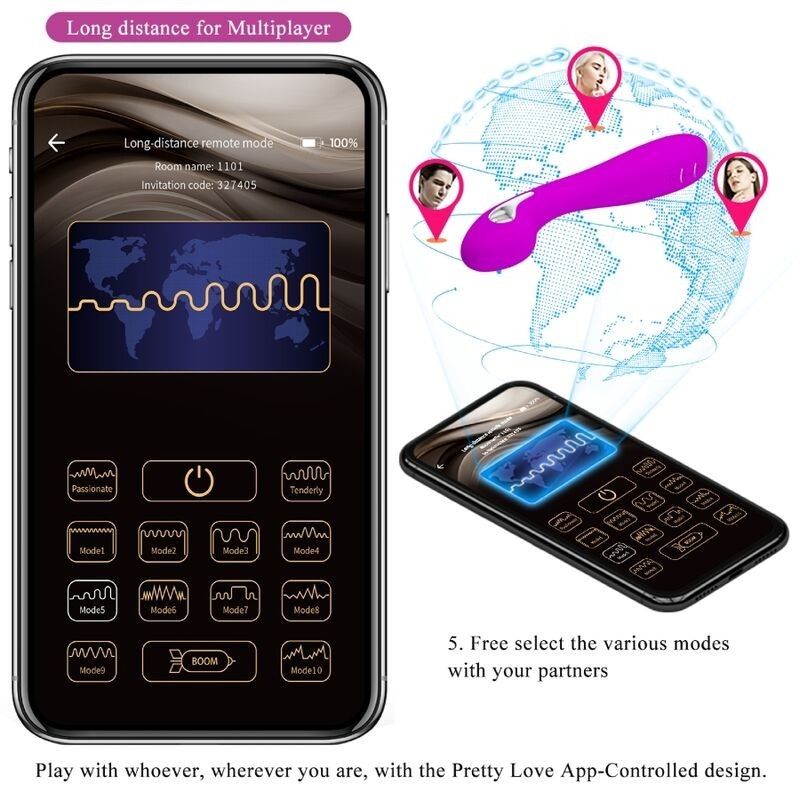 Vibratore Pretty Love Hector Remote Control - PRETTY LOVE FLIRTATION - Vibratori con App | erosidea.com