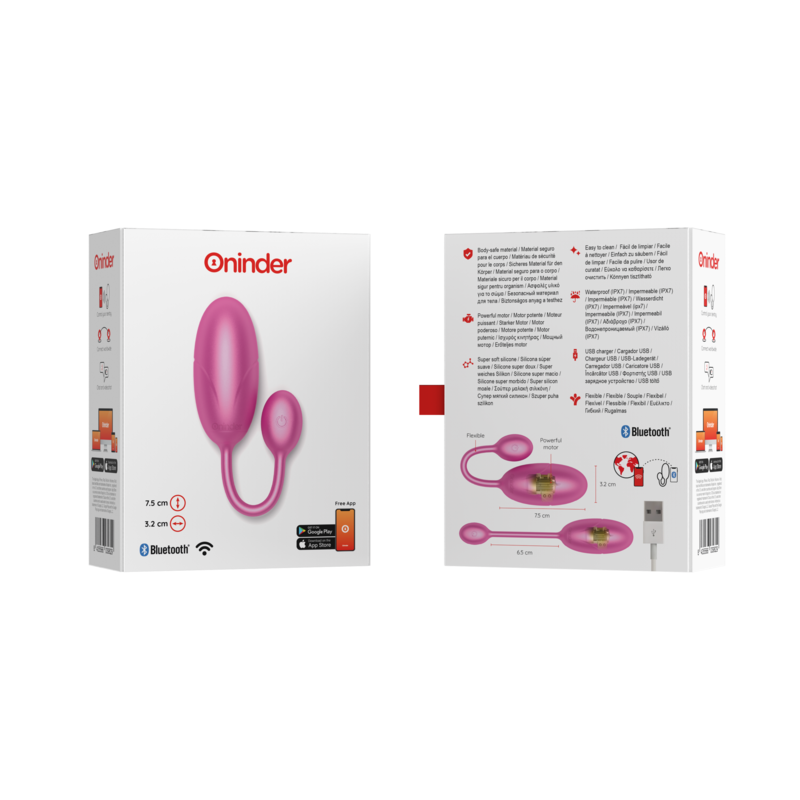Oninder - Uovo Vibrante Tokyo Rosa 75 X 32 Cm App Gratuita - ONINDER - Vibratori con App | erosidea.com