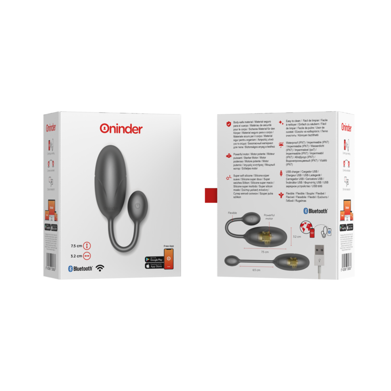 Oninder - Uovo Vibrante Tokyo Nero 75 X 32 Cm App Gratuita - ONINDER - Vibratori con App | erosidea.com