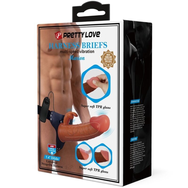 Marion Harness Slip Universale Con Dildo Vibrante 19 Cm Marrone - PRETTY LOVE - Strap-on e Imbracature | erosidea.com
