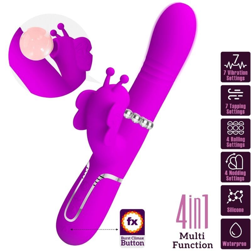 Vibratore Multifunzione Rabbit 4 In 1 Farfalla Fucsia - PRETTY LOVE FLIRTATION - Vibratori Rabbit | erosidea.com