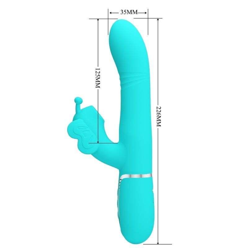 Vibratore Multifunzione Rabbit 4 In 1 Farfalla Verde Acqua - PRETTY LOVE FLIRTATION - Vibratori Rabbit | erosidea.com